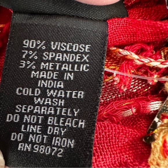 Cejon Orange Pink Metallic Textured Scarf Wrap - Picture 7 of 8